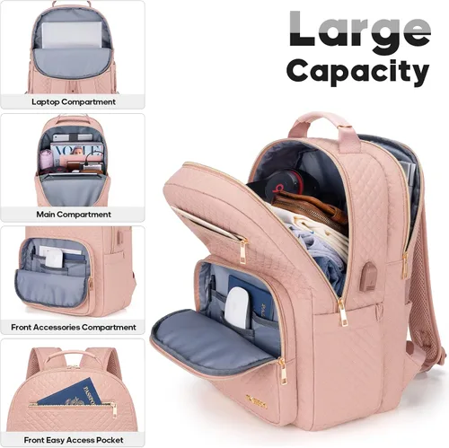Miniatura 4 de mochila para laptop para mujer, Rosado, Casual