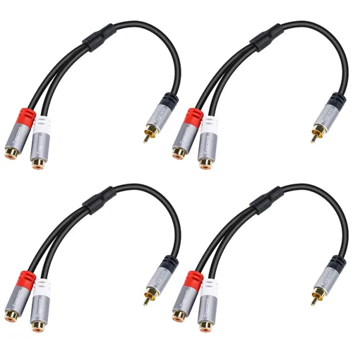 Miniatura 9 de Cable divisor adaptador en Y RCA, paquete de 4 unidades, 1 RCA hembra a 2 RCA macho estéreo de audio y video, cable de extensión para audio