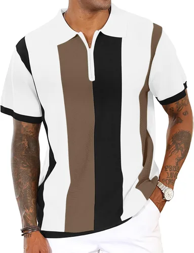 Miniatura 23 de Camisas polo de moda para hombre, camisas de punto vintage a rayas, camisas de golf casuales ajustadas