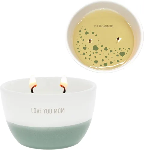 Pavilion Gift Company - Love You Mom - Vela perfumada de jazmín de doble mecha de 11 onzas con aroma a jazmín para el día de la madre, regalo para