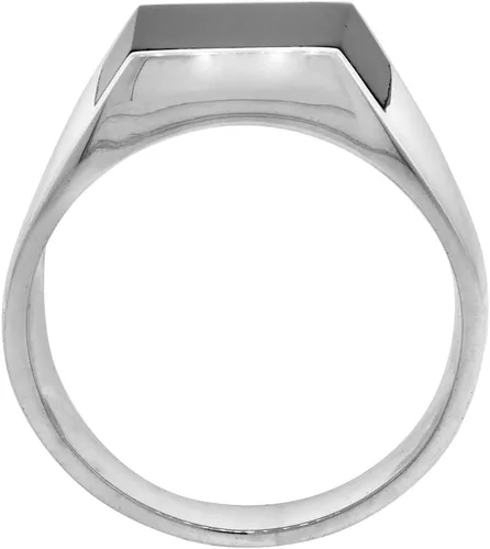 Miniatura 2 de Anillo de plata de ley con obsidiana negra para hombre, rectangular, plano, con parte trasera sólida, hecho a mano, tallas 9-13
