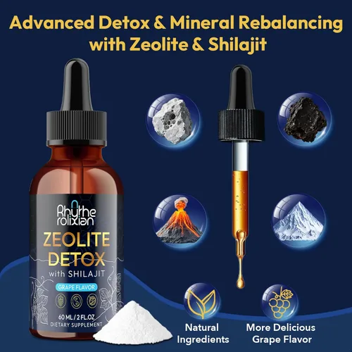 Miniatura 4 de Gotas de Desintoxicación de Zeolita Rhytherolixian – Mineral Shilajit con Ácido Fúlvico y Húmico Limpieza de Hígado e Intestino Suplemento