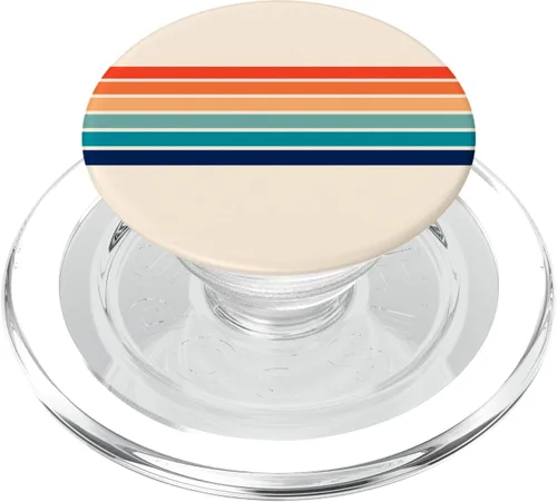 Miniatura 7 de Diseño abstracto de rayas retro de los años 70, diseño vintage con texto "Love PopSockets", agarre y soporte para teléfonos y tabletas, Negro