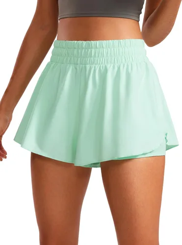 Miniatura 6 de CRZ YOGA Pantalones cortos de correr 2 en 1 para mujer, cintura alta, secado rápido, para atletismo, gimnasio, descanso, entrenamiento, lindas