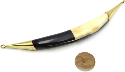 Colgante de media luna curvada | Colgante focal de doble fianza de hueso de buey | Colgante de cuerno, Cobre