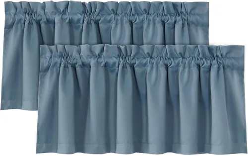Miniatura 39 de H.VERSAILTEX Cenefas de cortina 100% opacas para ventanas, 2 paneles con aislamiento térmico, bolsillo para barra, pequeña cenefa corta para cocina
