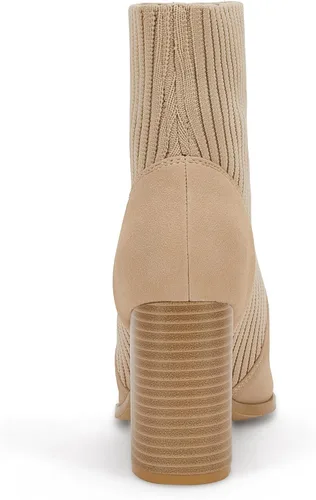 Miniatura 3 de Ermonn Botines de tacón alto con punta puntiaguda para mujer, con cremallera, tacón grueso, elásticos, para otoño e invierno