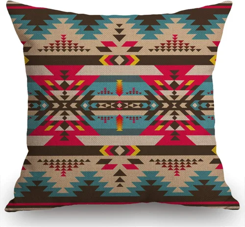 Miniatura 12 de Swono Funda de Almohada Decorativa con Patrón Étnico Abstracto Estampado del Suroeste Funda de Cojín Estilo Granja para Sofá Sillón 18x18 Pulgadas