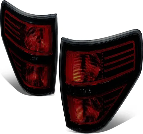DNA MOTORING - TL-ZTL-006-SMBK - Par de luces traseras con carcasa de reflector compatibles con modelos F-150 Fleetside de 09-14, lente negra/ahumado