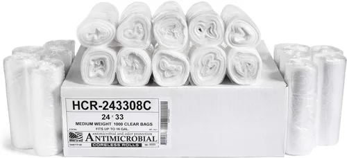 Miniatura 39 de Aluf Plastics Bolsas de basura de alta densidad, 10 galones, 1000 unidades, 6 micrones (eq), 24" x 24", transparentes, para baño, oficina