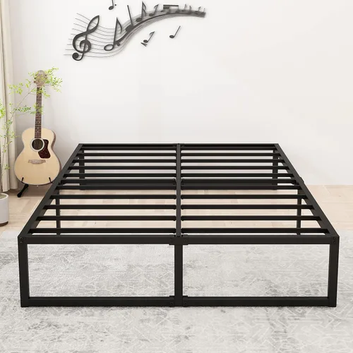 Lutown-Teen - Base de cama de 16 pulgadas California King, sin necesidad de somier, plataforma metálica de alta resistencia para base de colchón,