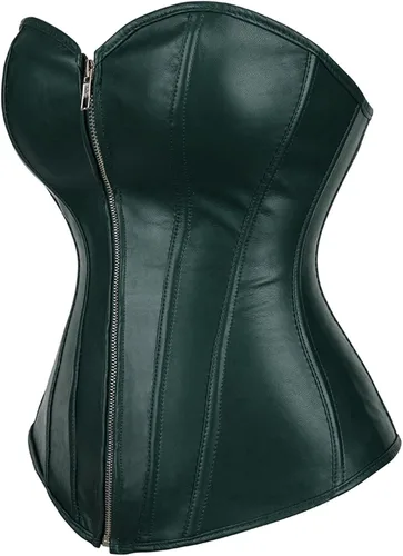 Miniatura 2 de Zhitunemi Parte superior de corsé de cuero negro corsés steampunk tops de piel sintética - Salir gótico cremallera Bustier sesión de fotos disfraces