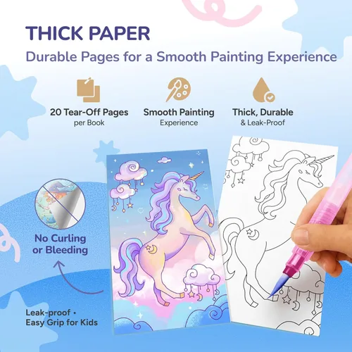 Miniatura 8 de JoyCat Paquete de 2 libros de pintura de bolsillo con agua para colorear para niños, juego de juguetes de actividades de arte y manualidades, kit