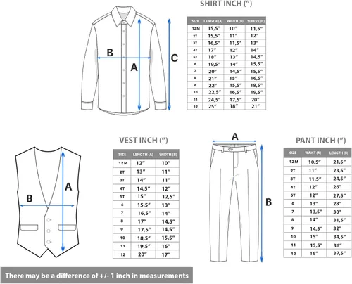 Miniatura 8 de Lilax Traje formal para niños de 4 piezas, chaleco, pantalones y corbata