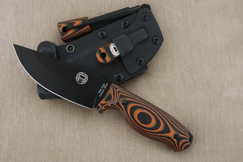 Holtzman's Gorilla Survival Bloodline - Cuchillo de supervivencia de hoja fija de espiga completa con funda Kydex (naranja) - Acero de alto carbono
