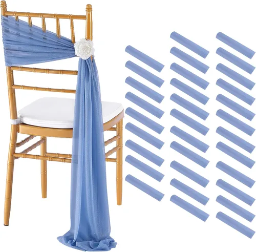 Miniatura 13 de Fanqisi 16 cintas para sillas con cintas de 8 pies de largo, cortinas de tela suave para decoración de bodas, iglesias, sillas, pasillos