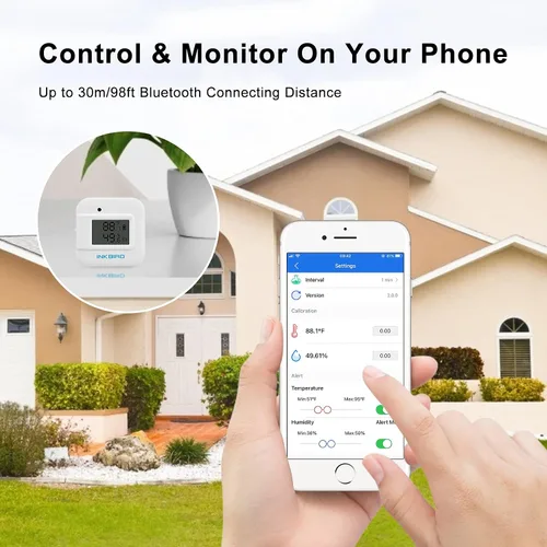 Miniatura 7 de Inkbird Termómetro inteligente Monitor de temperatura y humedad higrómetro para interiores, aplicación gratuita para iOS y Android, versión IBS-TH2