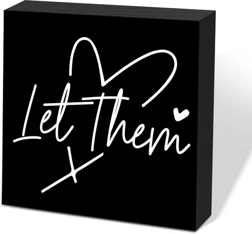 Miniatura 29 de Letrero de caja de madera Let Them de 5 x 5 pulgadas, letrero de escritorio estilo granja Boss Lady decoración de cubículo de oficina, accesorios