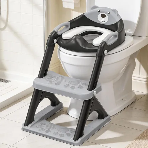 Miniatura 12 de SKYROKU - Asiento de inodoro mejorado para niños y niñas, para entrenamiento de baño, almohadilla antideslizante para protección contra 8838-azul