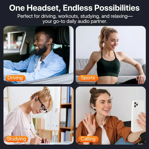 Miniatura 12 de Auriculares de conducción ósea, auriculares inalámbricos Bluetooth 5.4 de oído abierto, tiempo de reproducción de 10 horas, auriculares deportivos