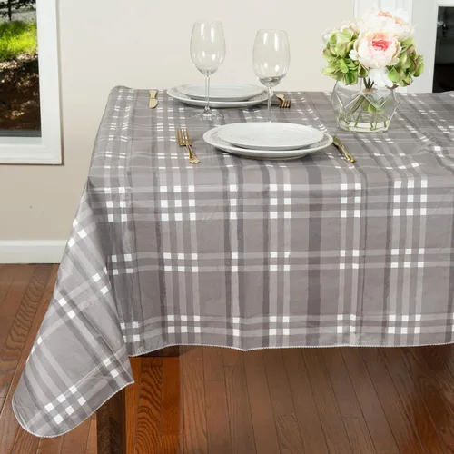 Miniatura 8 de EVERYDAY LUXURIES Mantel cuadrado impermeable de 52 x 52 pulgadas, resistente a las manchas y a las arrugas. Mantel decorativo de vinilo gris