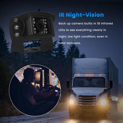 Miniatura 4 de AHD 1080P Cámara de respaldo con cable para camión RV 12-24V, cámara de visión trasera de visión nocturna para semi, camión de caja, remolque