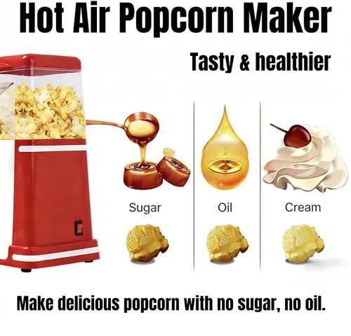 Miniatura 7 de Mini máquina de palomitas de maíz, para el hogar, 3 minutos sin aceite, popping retro compacto para noches de cine familiares, regalo ideal