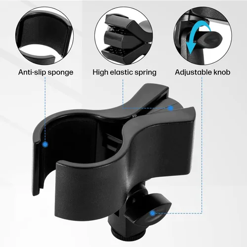 Miniatura 3 de BILIONE 2 piezas de clip versátil para micrófono, soporte ajustable para micrófonos con rango de diámetro exterior de 1.26" desde 2.3", con Negro