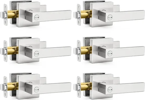 Miniatura 8 de Paquete de 6 manijas de puerta de color negro mate, manijas de puerta de privacidad, cerraduras de puerta resistentes para cama y baño, pomos