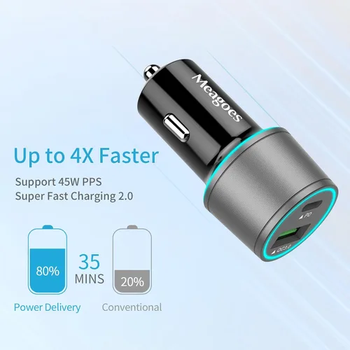 Miniatura 2 de Cargador de coche gris de 67.5 W USB C de carga súper rápida, enchufe de puerto USB C y QC3.0 de 45 W para iPhone 17 Pro Max/Air/16/15/iPad, Gris