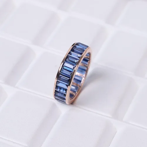 Miniatura 4 de KANISHKA GEMS JEWELS - Banda de zafiro completa a juego para mujer, joyería chapada en oro rosa, regalo de dama de honor, piedra de nacimiento