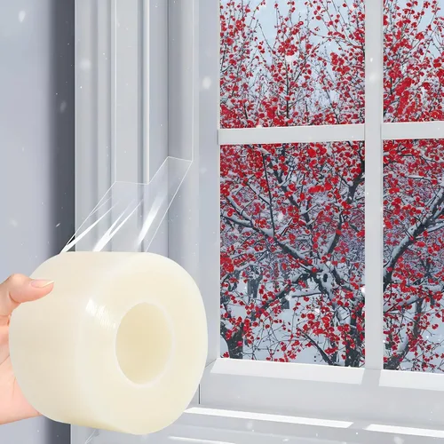 Cinta transparente para sellado de ventana, 2 pulgadas x 35 yardas, cinta adhesiva para aislamiento de ventanas sin residuos, transparente, para