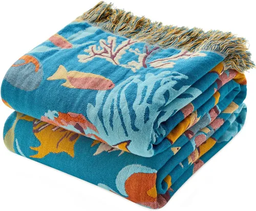 Miniatura 14 de Cobija para cama de estilo bohemio, 100 % algodón, ultra suave, edredón rústico, cobija de otoño, estampado floral, cobija grande rústica para sofá