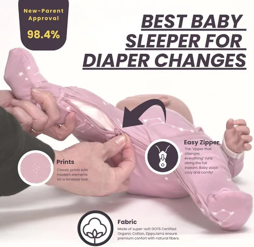 Miniatura 66 de ZippyJamz - Pijama orgánica para bebé con pies y cremallera para cambiar pañales fácil y rápido
