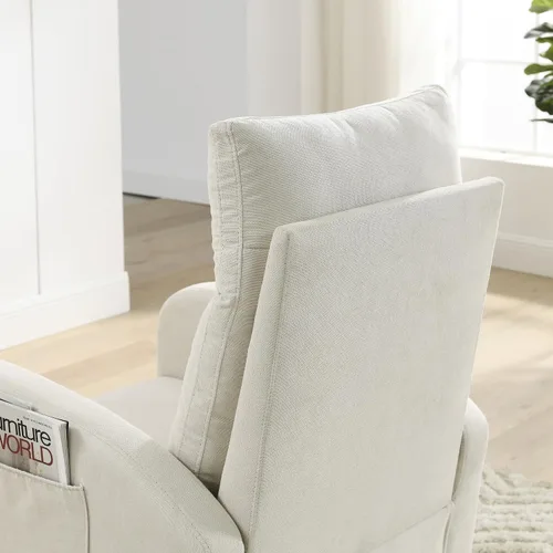 Miniatura 8 de Nursery Rocking Chair Teddy Modern Upholstered Glider Rocker Rocking Accent Chairs with Two Side Pocket ＆ High Backrest Comfy Reading Chair for Beige