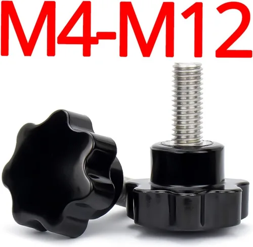 Miniatura 5 de M4 M5 M6 M8 M10 M12 Tornillos de mano de seis lóbulos 304 Rosca de acero inoxidable de sujeción de mango de pulgar Perno de plástico