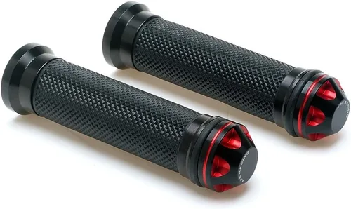 Miniatura 4 de Empuñaduras de mano para motocicleta de 7/8 pulgadas – Universal Gel Rubber CNC Billet Aluminio Manillar Grip con extremo de barra para manillar