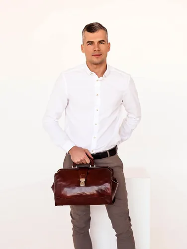 Miniatura 2 de Time Resistance Bolso médico de cuero unisex marrón