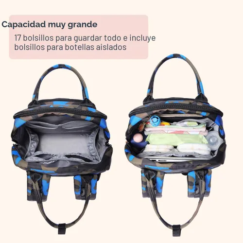 Miniatura 3 de BabbleRoo - Mochila para pañales - Bolso de viaje con artículos esenciales para bebés - Mochila multifuncional resistente al agua para pañales, Azul