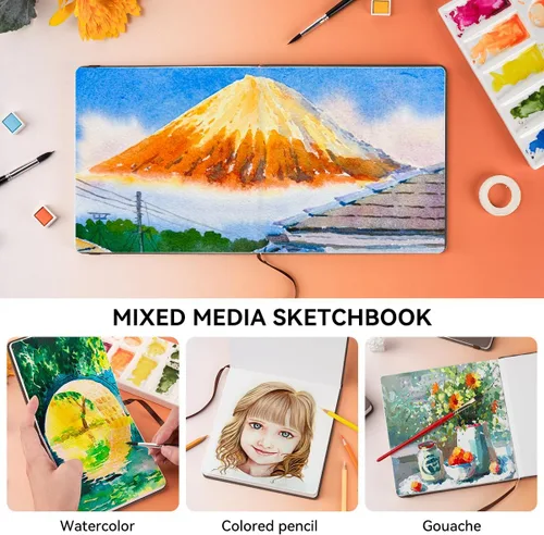 Miniatura 3 de Cuaderno de acuarela cuadrado Lightwish, 100% algodón, papel de acuarela prensado en frío pequeño 12 x 12 cm, 20 hojas (140 lb/300 g/m²), sin ácidos
