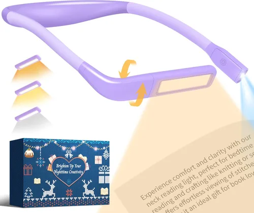 Miniatura 22 de Luz de cuello para leer libros para amantes de la lectura, recargable 2000mAh 10-80Hrs luz de libro amplia amigable para los ojos, regalos de Negro