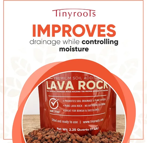 Miniatura 3 de Tinyroots - Roca de lava roja para plantas, 2.25 cuartos de galón, bonsái tamizado y aditivo para suelo de cactus, mantiene la humedad adecuada, se