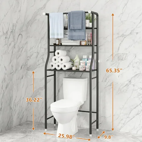 Miniatura 2 de UDEAR Estante de 3 Niveles Sobre el Inodoro, Estante de Baño Ahorrador de Espacio, Organizador de Almacenamiento de Soporte de Esquina, Accesorios