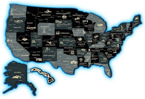 Miniatura 17 de JustLikeWood Rompecabezas de madera 3D de mapa de Estados Unidos de 16 x 9 ″ con los estados y capitales, decoraciones del 4 de julio, mapa de viaje