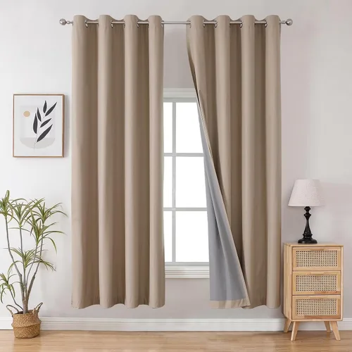 Miniatura 30 de Joydeco - Juego de 2 paneles de cortinas opacas de 63 pulgadas, 2 cortinas largas con aislamiento térmico burg, cortinas de oscurecimiento