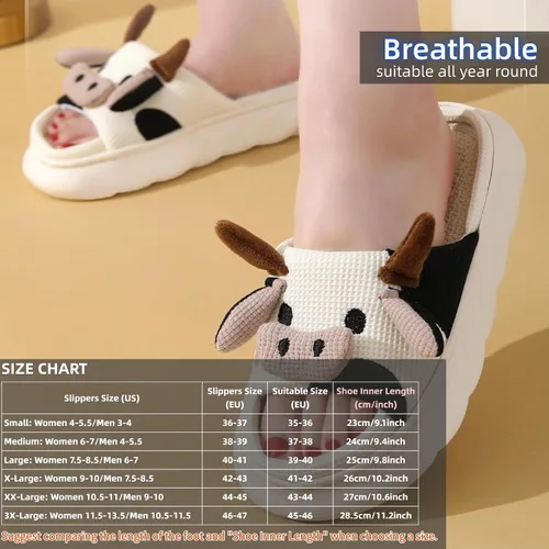 Miniatura 2 de Pantuflas de vaca para mujeres y hombres, pantuflas de interior para el hogar, bonitas pantuflas de animales de felpa mullidas, zapatos