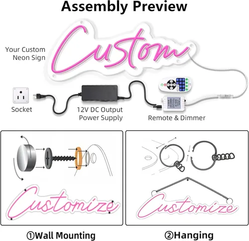 Miniatura 7 de MOLCOVEX Letreros de neón personalizados: luces LED de neón personalizadas para bodas, letrero de nombre de neón personalizable para dormitorio