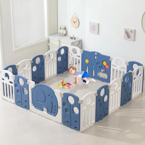 Miniatura 7 de LulliSpace Corralito para bebés, para niños y niños pequeños, patio de juegos seguro, puertas de seguridad para interiores y exteriores, área Azul