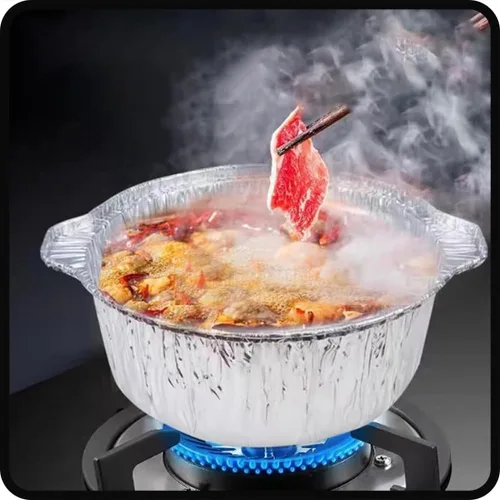 Miniatura 4 de Macetas desechables de aluminio con tapas, 12 unidades, 135.3 fl oz, plateadas, sin recubrimiento, aptas para horno y estufa, incluye tapas