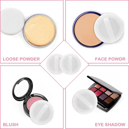 Miniatura 3 de Sibba Polvo Suelto Maquillaje Puff 12 Piezas Redondo Velour Face Makeup Compact Body Container Setting Pressed Blending Foundation Cream Make Up